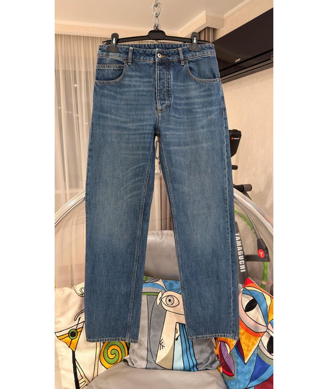 BOTTEGA VENETA Синие хлопковые прямые джинсы, фото 5