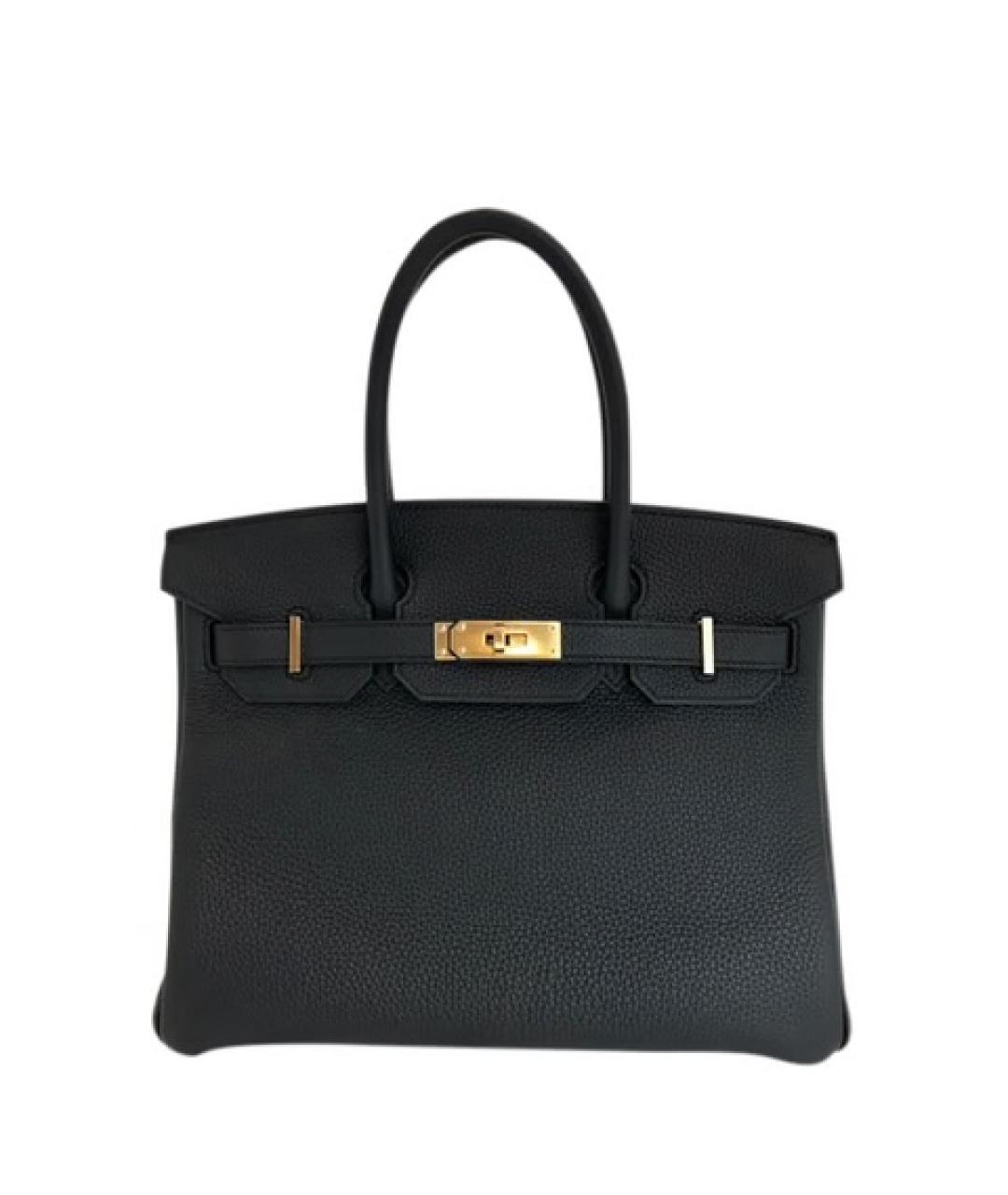 HERMES Черная кожаная сумка с короткими ручками, фото 7