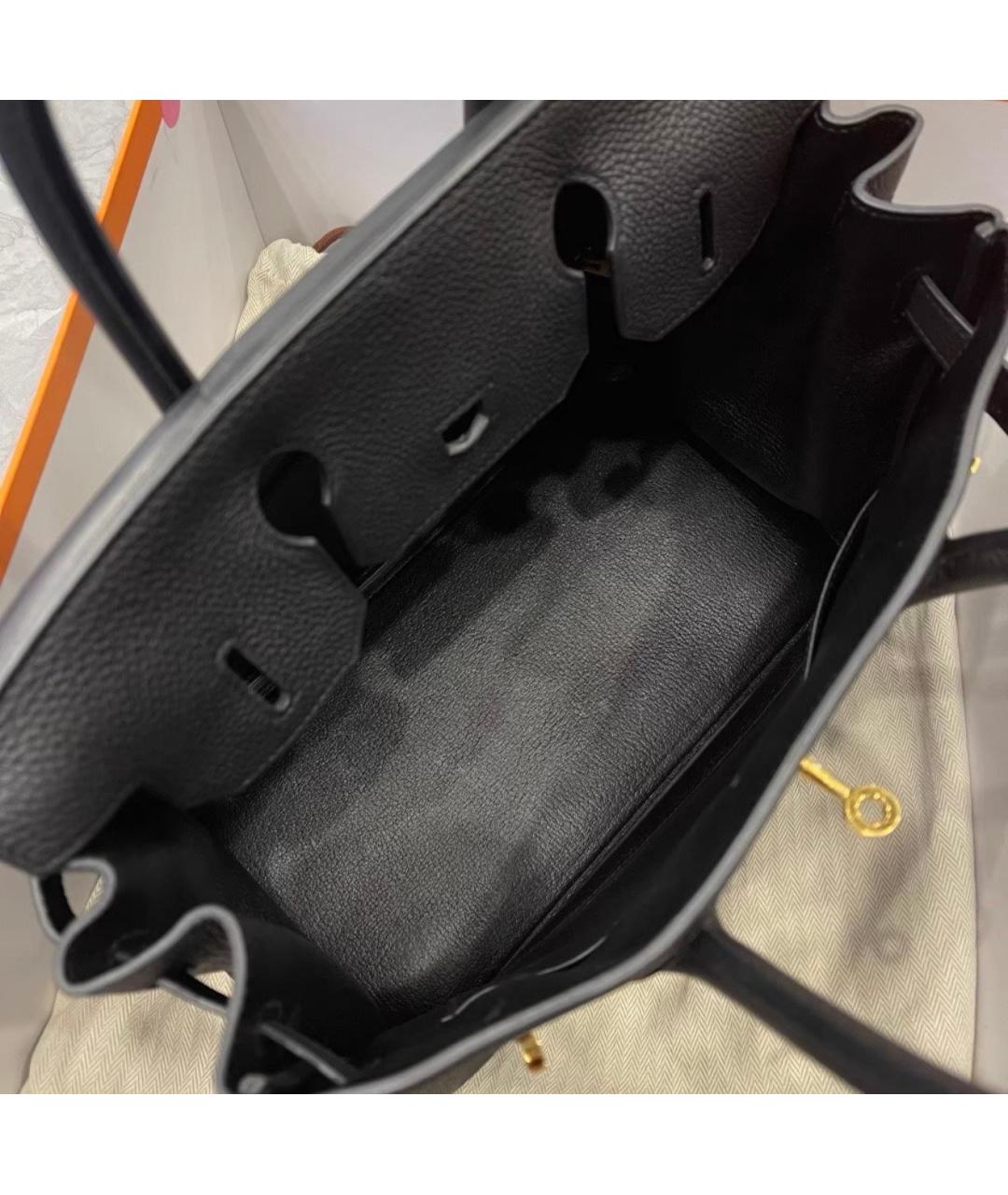 HERMES Черная кожаная сумка с короткими ручками, фото 6