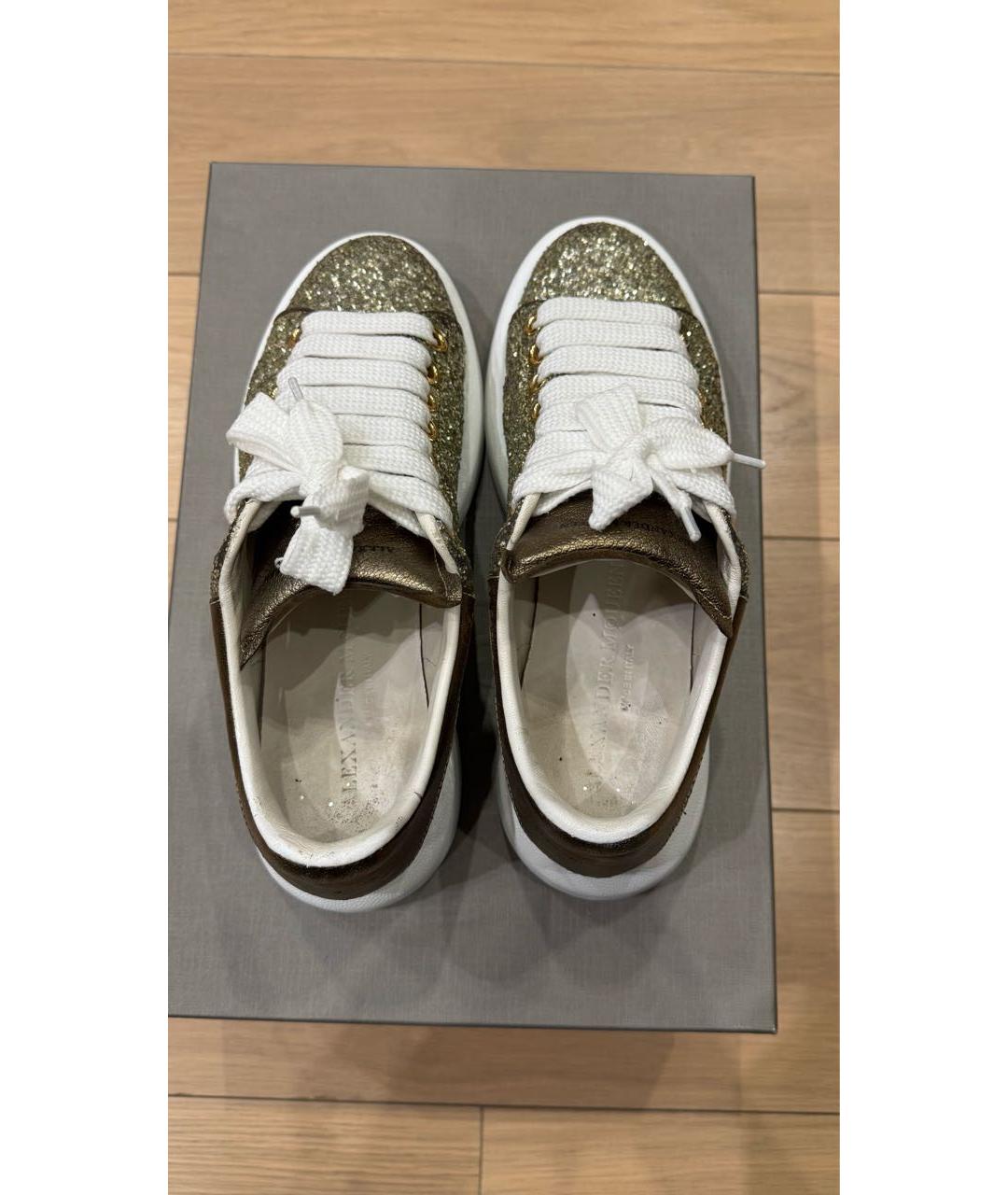 ALEXANDER MCQUEEN Хаки кожаные кеды, фото 3