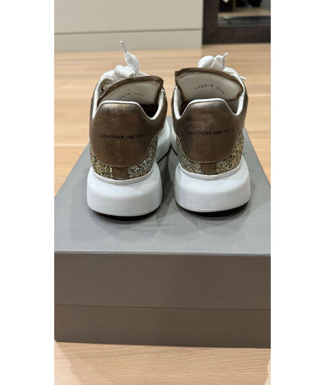 ALEXANDER MCQUEEN Хаки кожаные кеды, фото 4