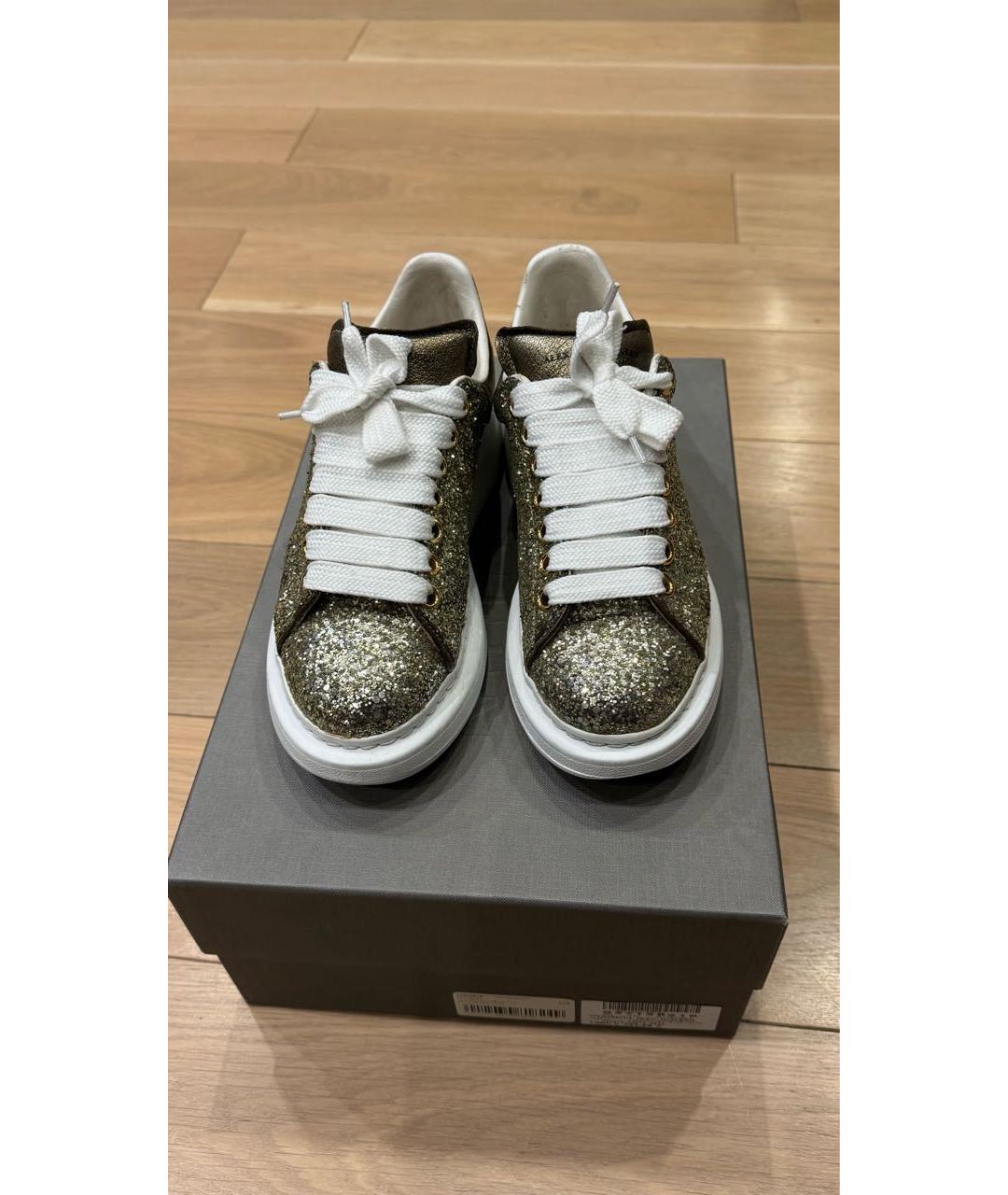 ALEXANDER MCQUEEN Хаки кожаные кеды, фото 2