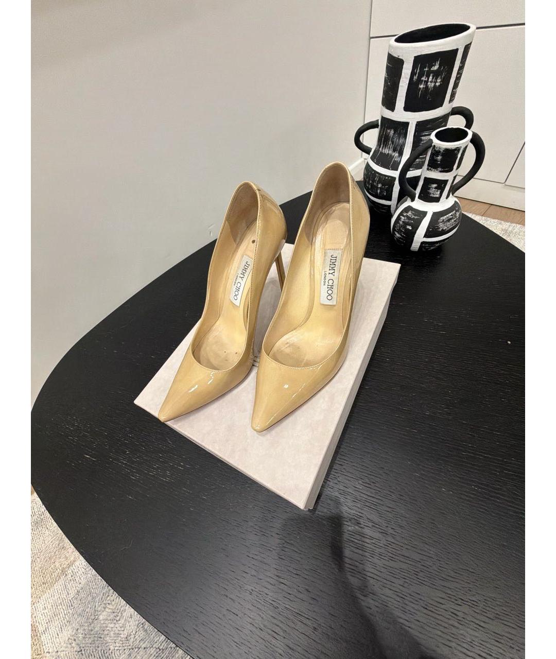 JIMMY CHOO Бежевые кожаные туфли, фото 2