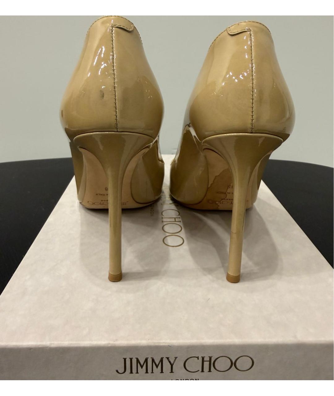 JIMMY CHOO Бежевые кожаные туфли, фото 4