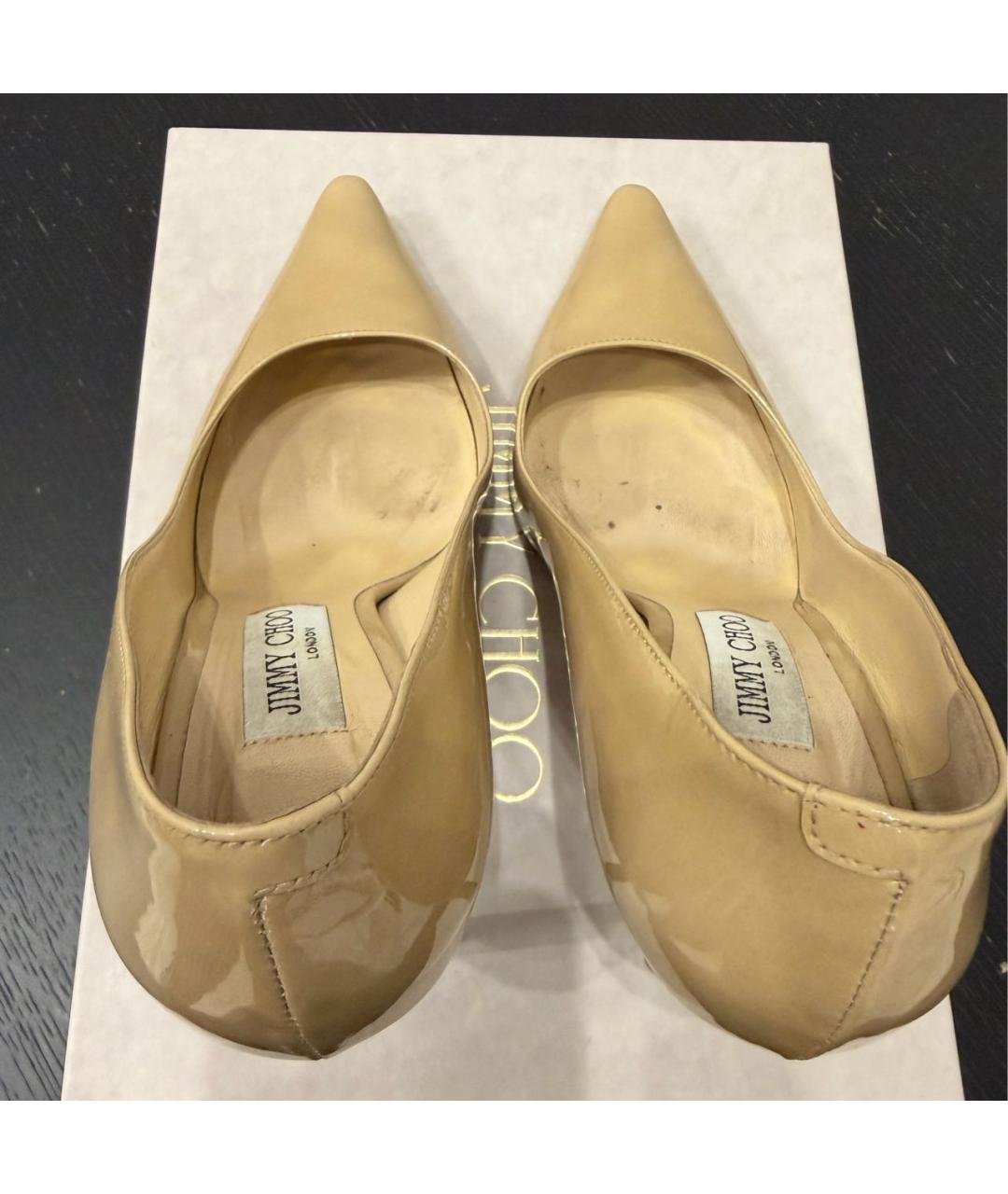 JIMMY CHOO Бежевые кожаные туфли, фото 3