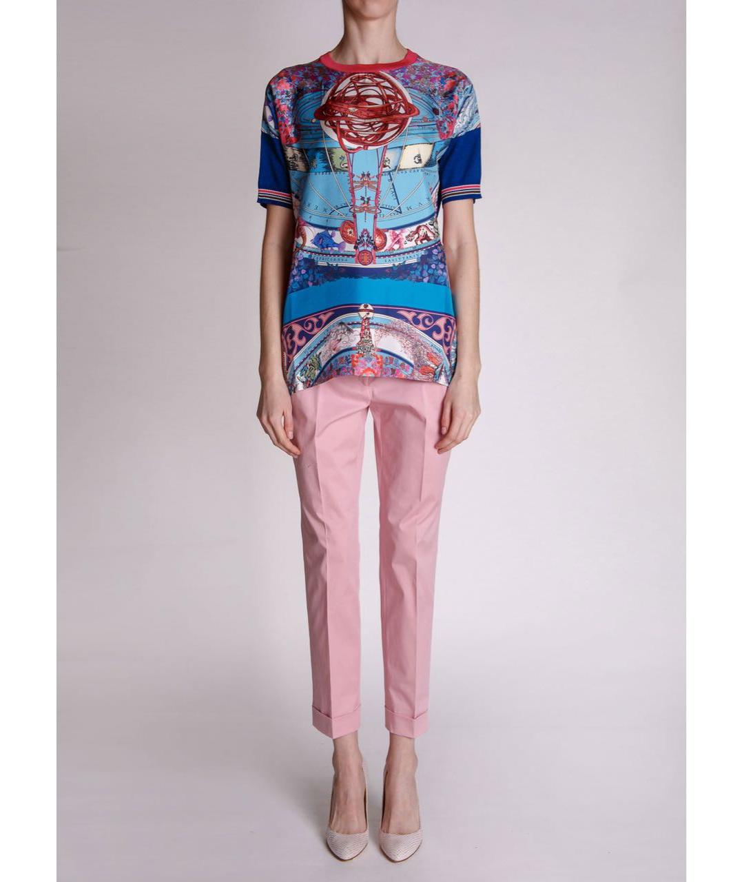 ETRO Розовые хлопко-эластановые брюки узкие, фото 3