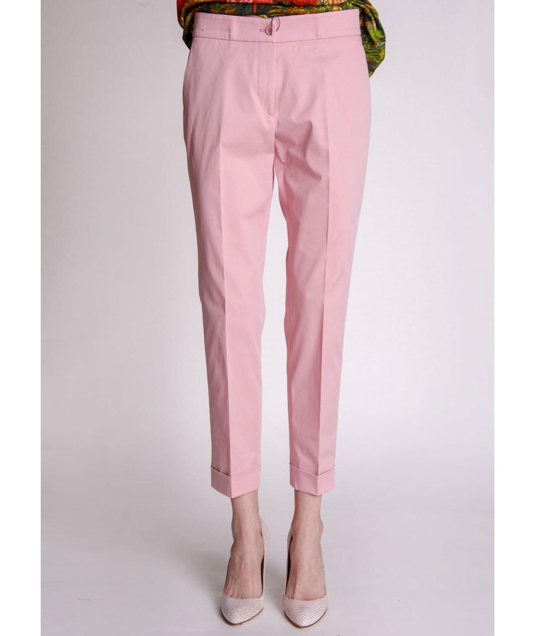 ETRO Розовые хлопко-эластановые брюки узкие, фото 4