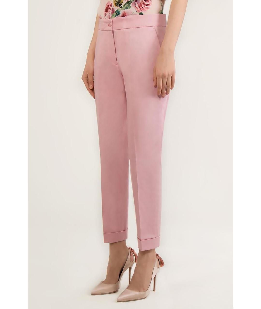 ETRO Розовые хлопко-эластановые брюки узкие, фото 2