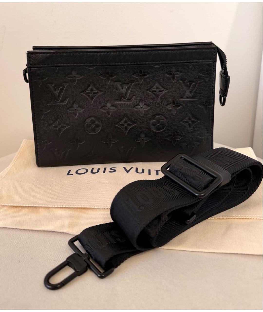 LOUIS VUITTON Черная кожаная сумка на плечо, фото 2