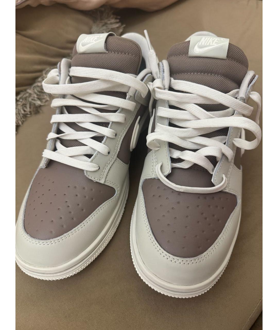 NIKE Бежевые кожаные низкие кроссовки / кеды, фото 6