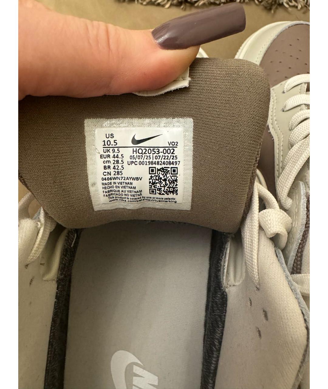 NIKE Бежевые кожаные низкие кроссовки / кеды, фото 7