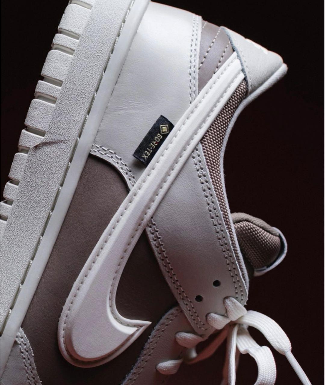 NIKE Бежевые кожаные низкие кроссовки / кеды, фото 4