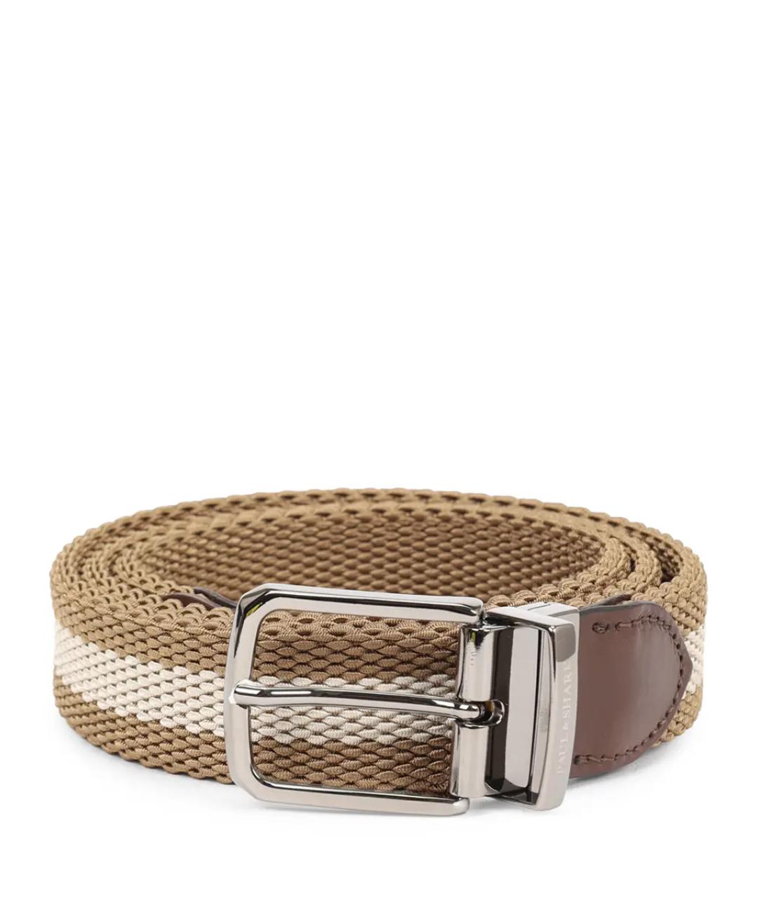 PAUL & SHARK Бежевый пелетеный ремень, фото 1