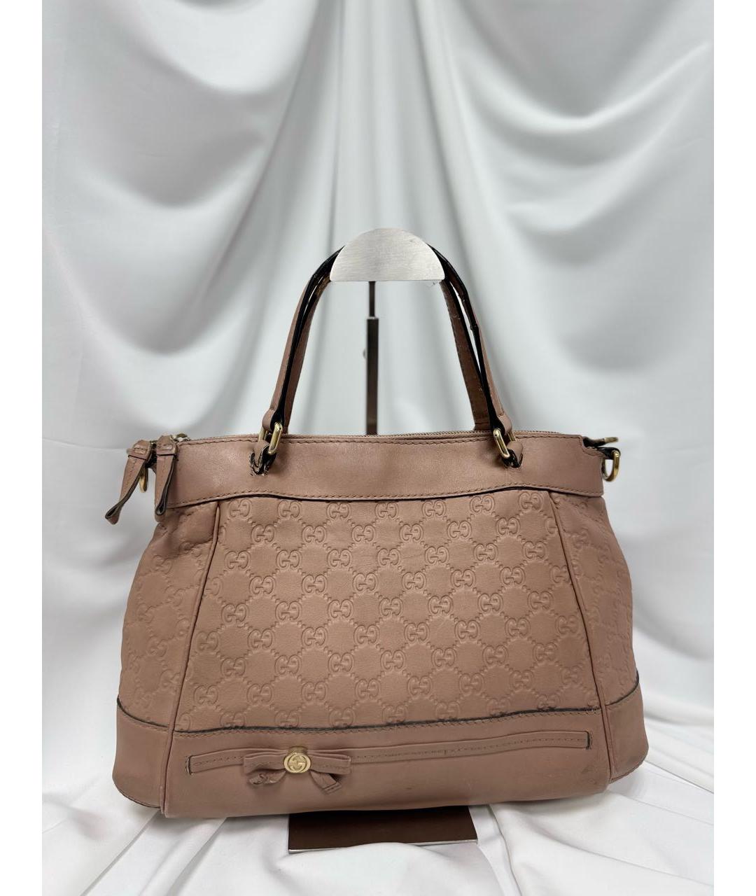 GUCCI Розовая кожаная сумка тоут, фото 2