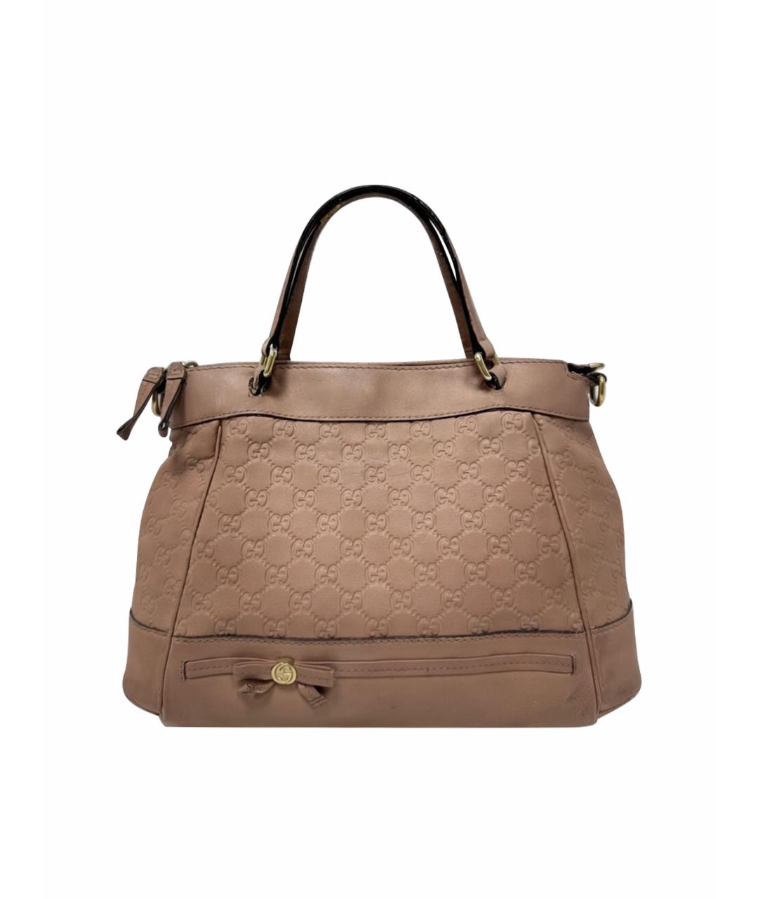 GUCCI Розовая кожаная сумка тоут, фото 1