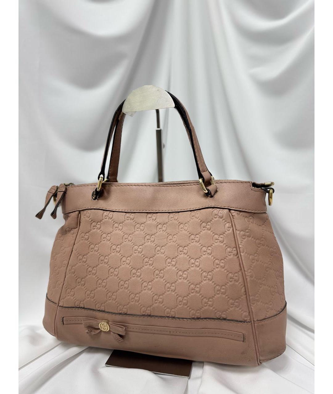 GUCCI Розовая кожаная сумка тоут, фото 3