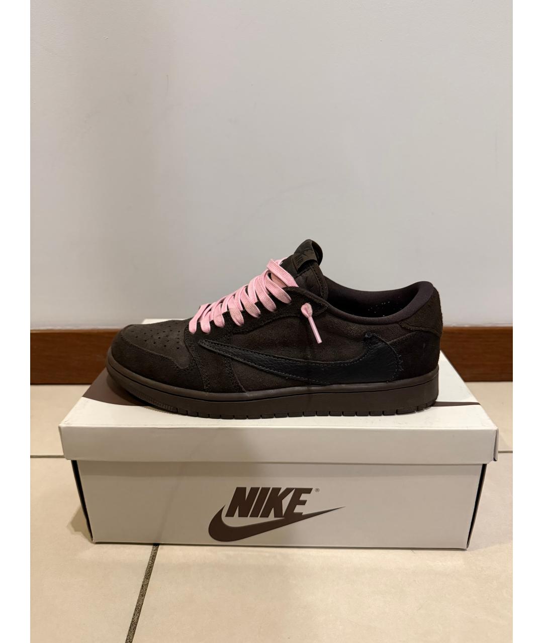 JORDAN Коричневые замшевые низкие кроссовки / кеды, фото 3