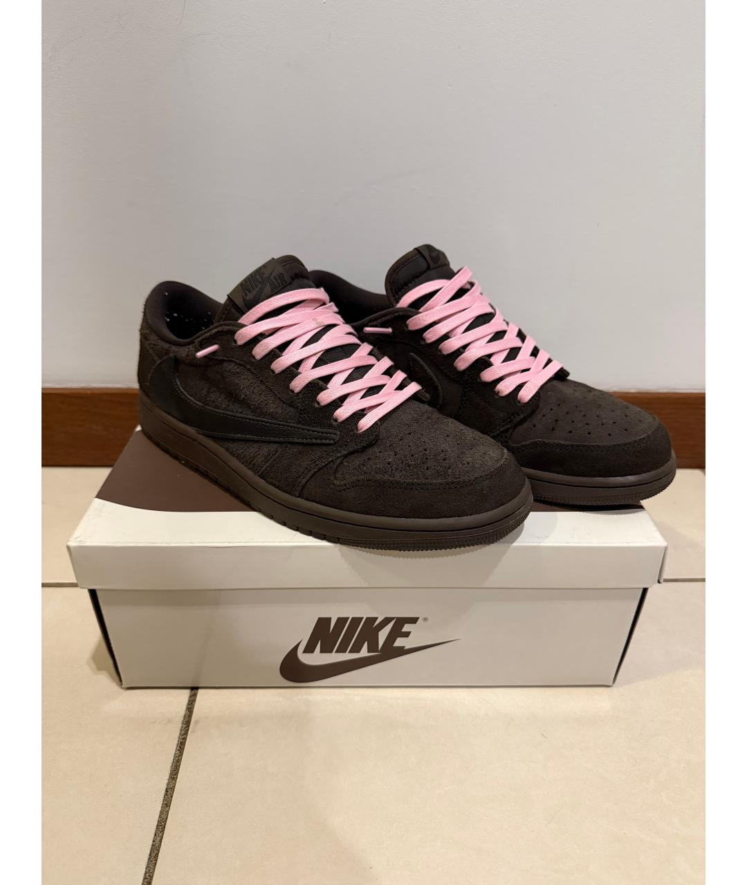 JORDAN Коричневые замшевые низкие кроссовки / кеды, фото 2