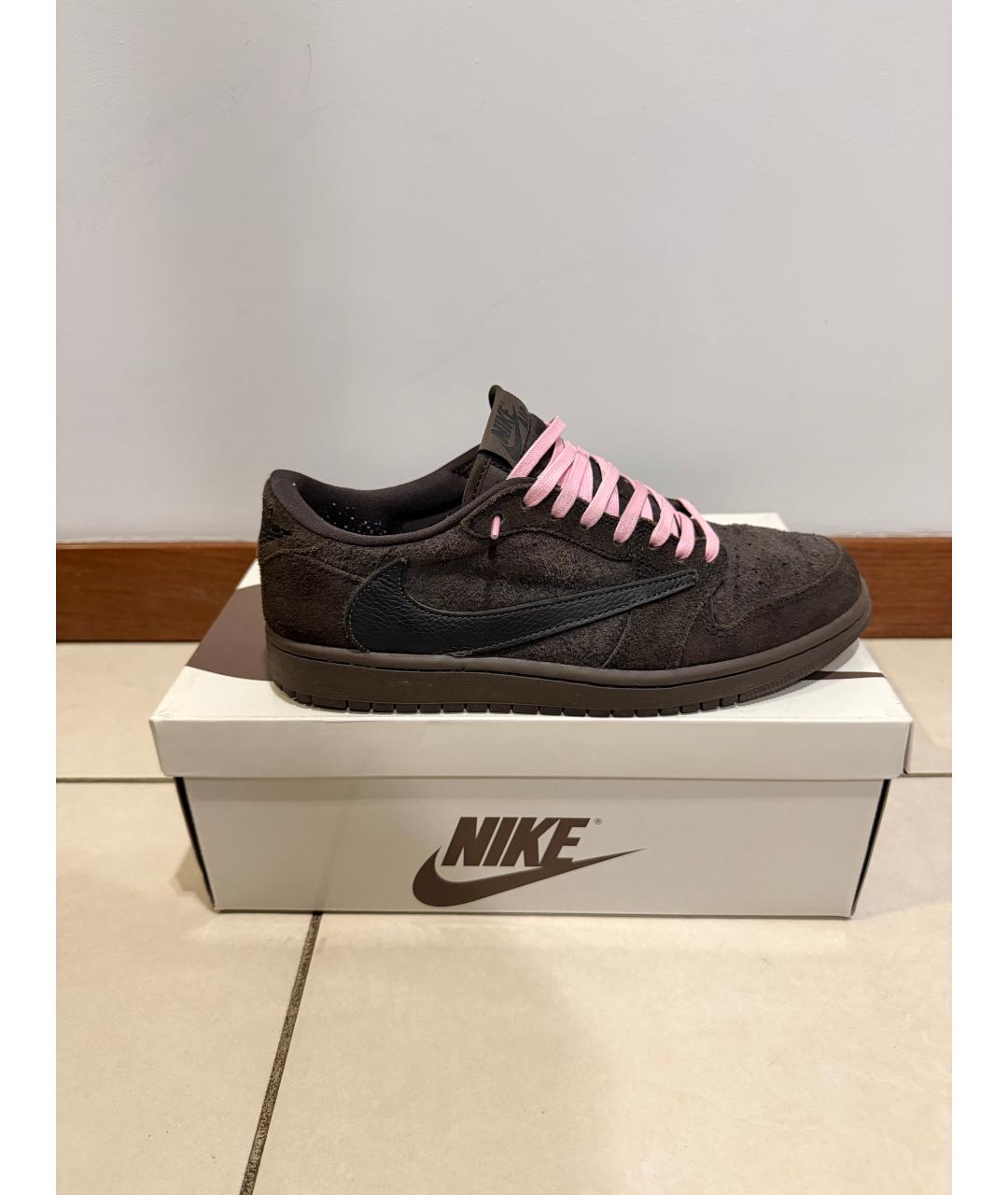 JORDAN Коричневые замшевые низкие кроссовки / кеды, фото 5