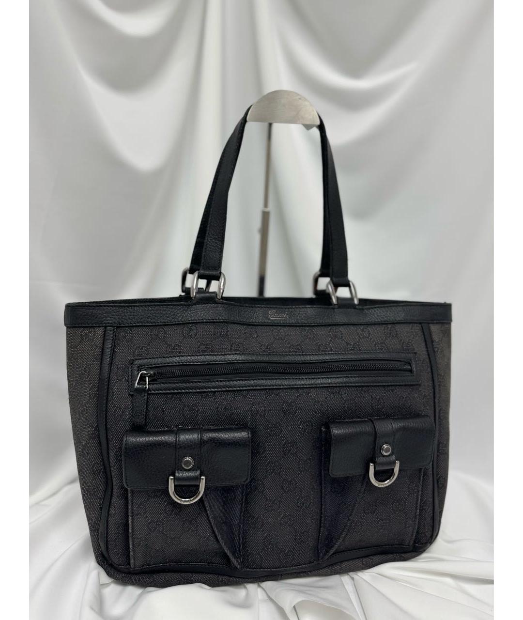 GUCCI Черная кожаная сумка тоут, фото 3