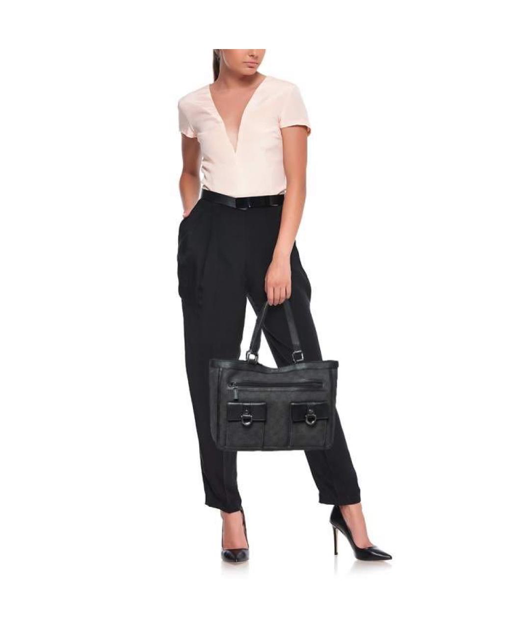 GUCCI Черная кожаная сумка тоут, фото 5