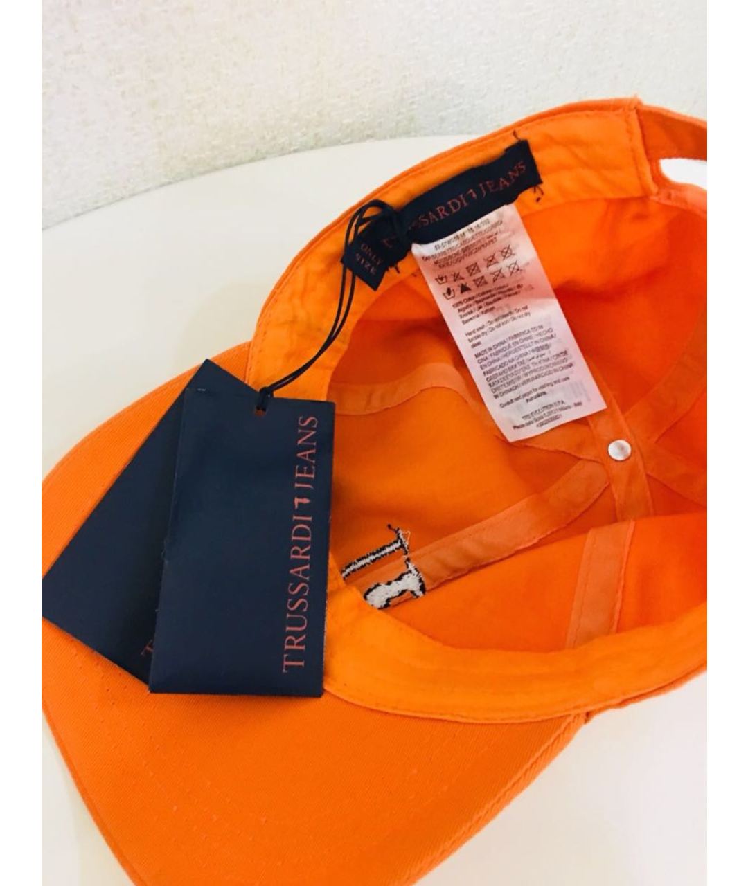 TRUSSARDI JEANS Оранжевая хлопковая кепка, фото 4