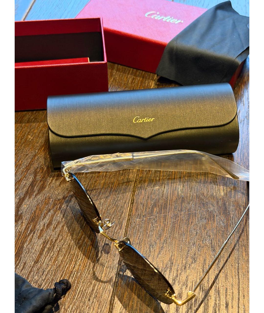 CARTIER Золотые металлические солнцезащитные очки, фото 2