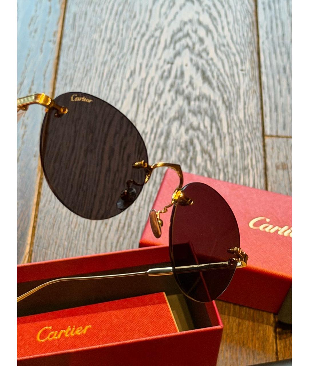 CARTIER Золотые металлические солнцезащитные очки, фото 3