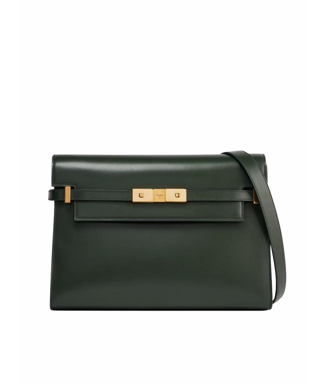 SAINT LAURENT Хаки кожаная сумка с короткими ручками, фото 1