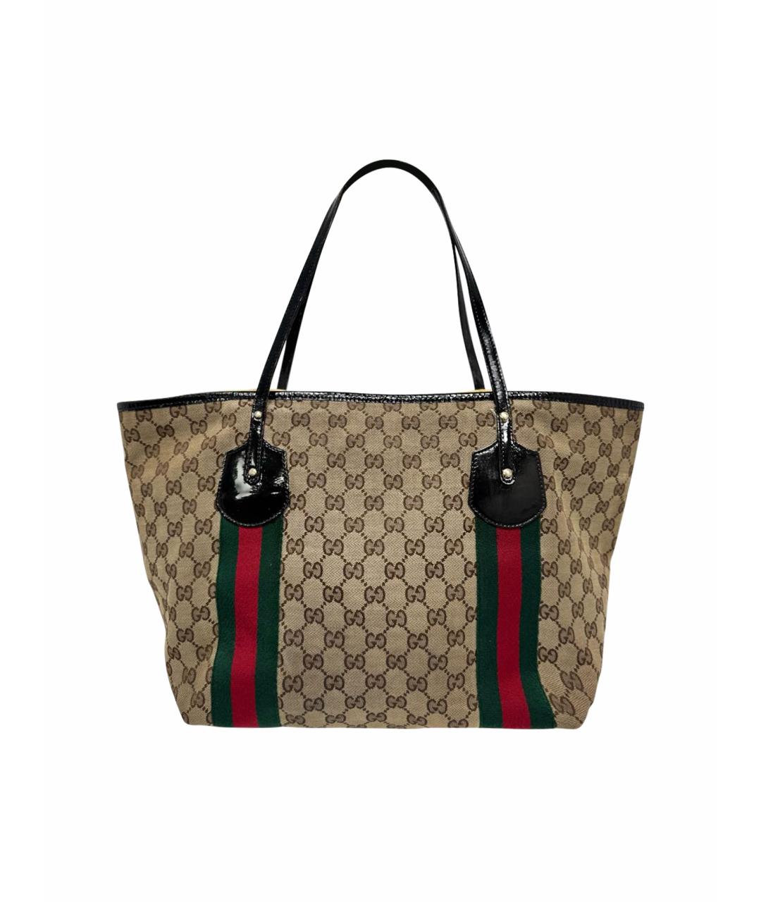 GUCCI Черная кожаная сумка тоут, фото 1