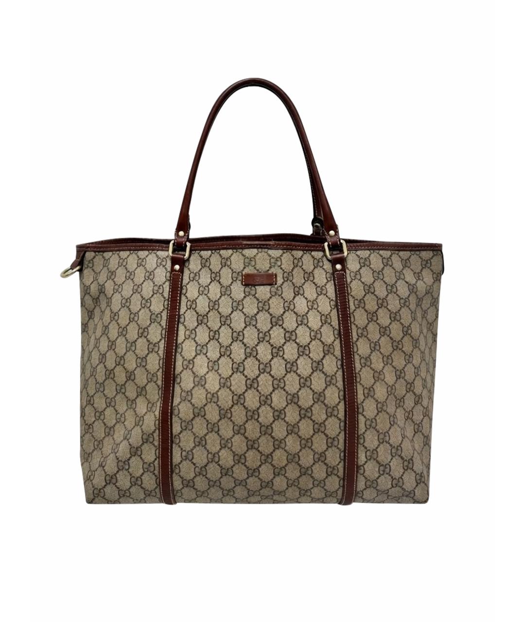 GUCCI Коричневая кожаная сумка с короткими ручками, фото 1