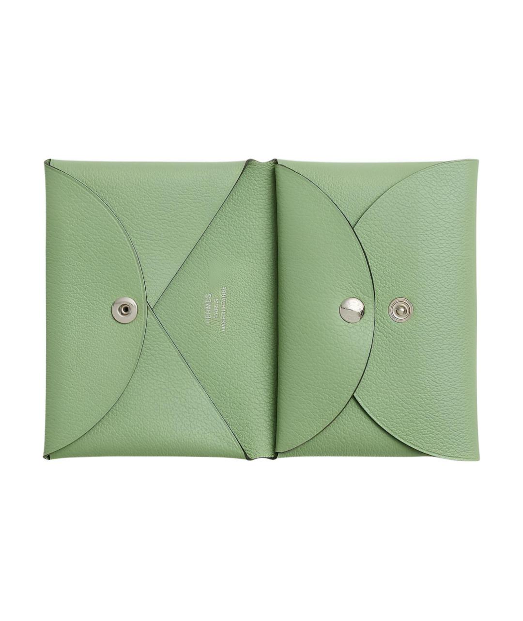 HERMES Зеленый кожаный кардхолдер, фото 2