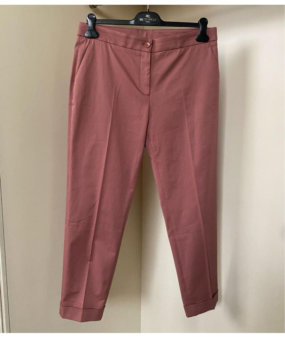 ETRO Коралловые хлопко-эластановые брюки узкие, фото 6