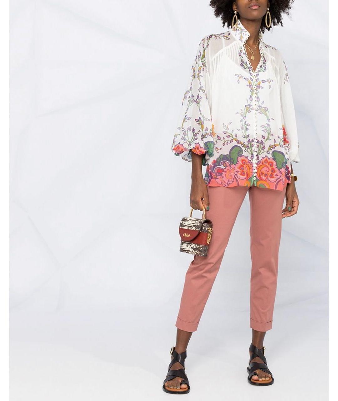 ETRO Коралловые хлопко-эластановые брюки узкие, фото 3