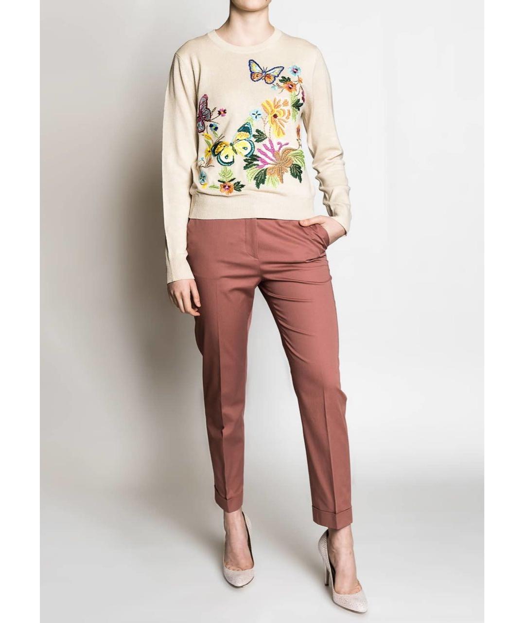 ETRO Коралловые хлопко-эластановые брюки узкие, фото 2