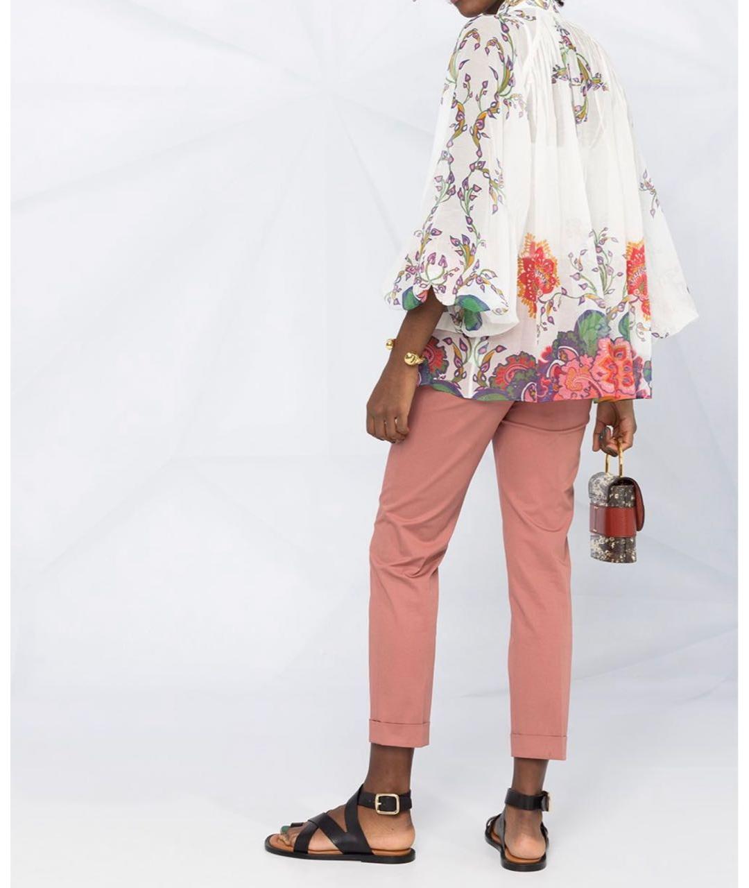 ETRO Коралловые хлопко-эластановые брюки узкие, фото 4