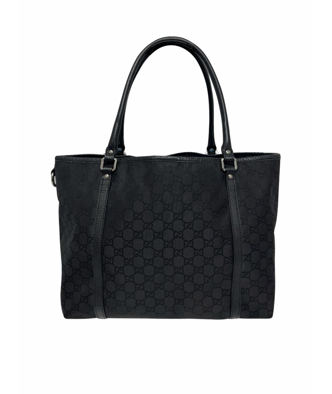 GUCCI Черная кожаная сумка тоут, фото 1