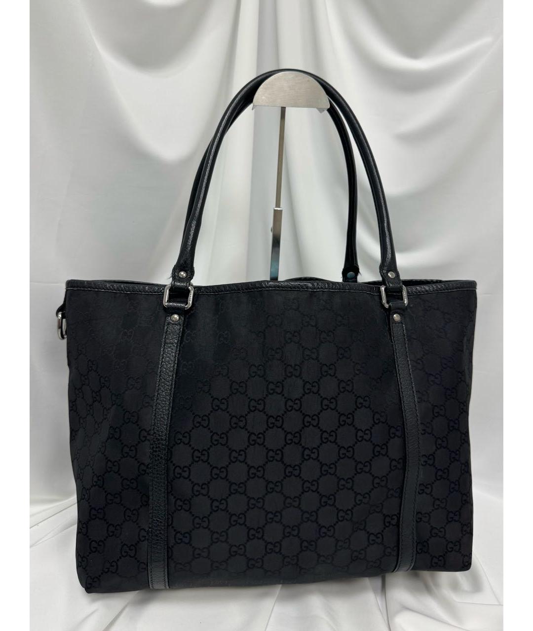 GUCCI Черная кожаная сумка тоут, фото 2