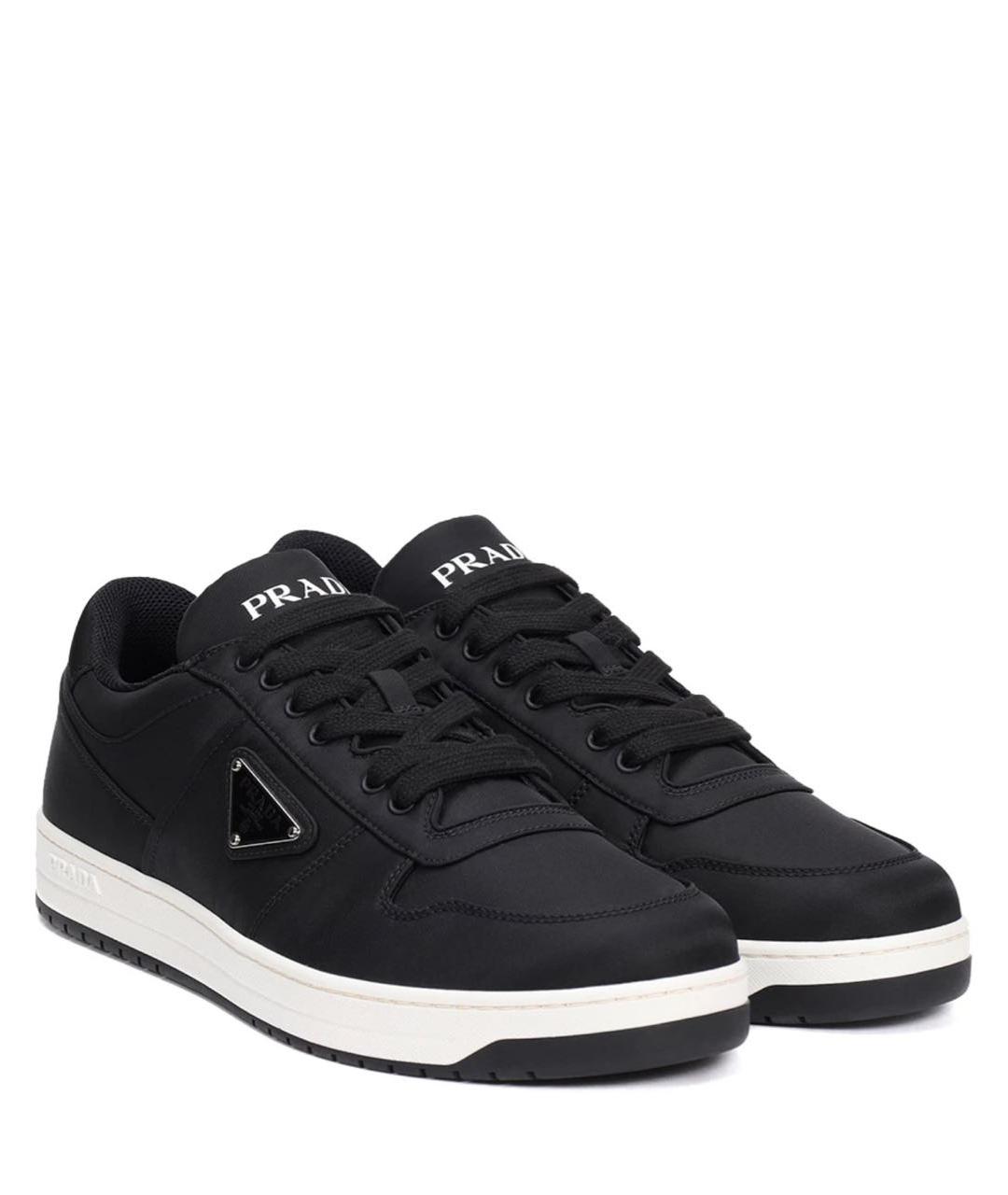 PRADA Черные текстильные низкие кроссовки / кеды, фото 2