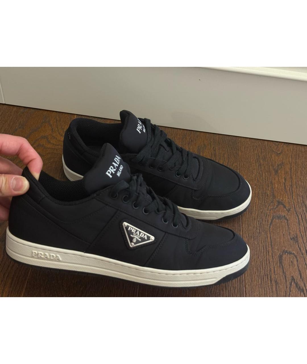 PRADA Черные текстильные низкие кроссовки / кеды, фото 6