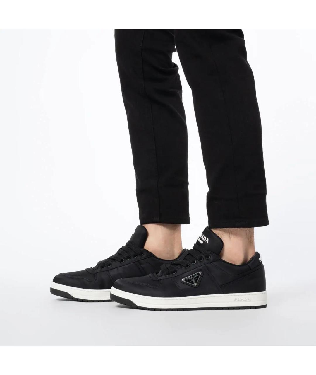 PRADA Черные текстильные низкие кроссовки / кеды, фото 4