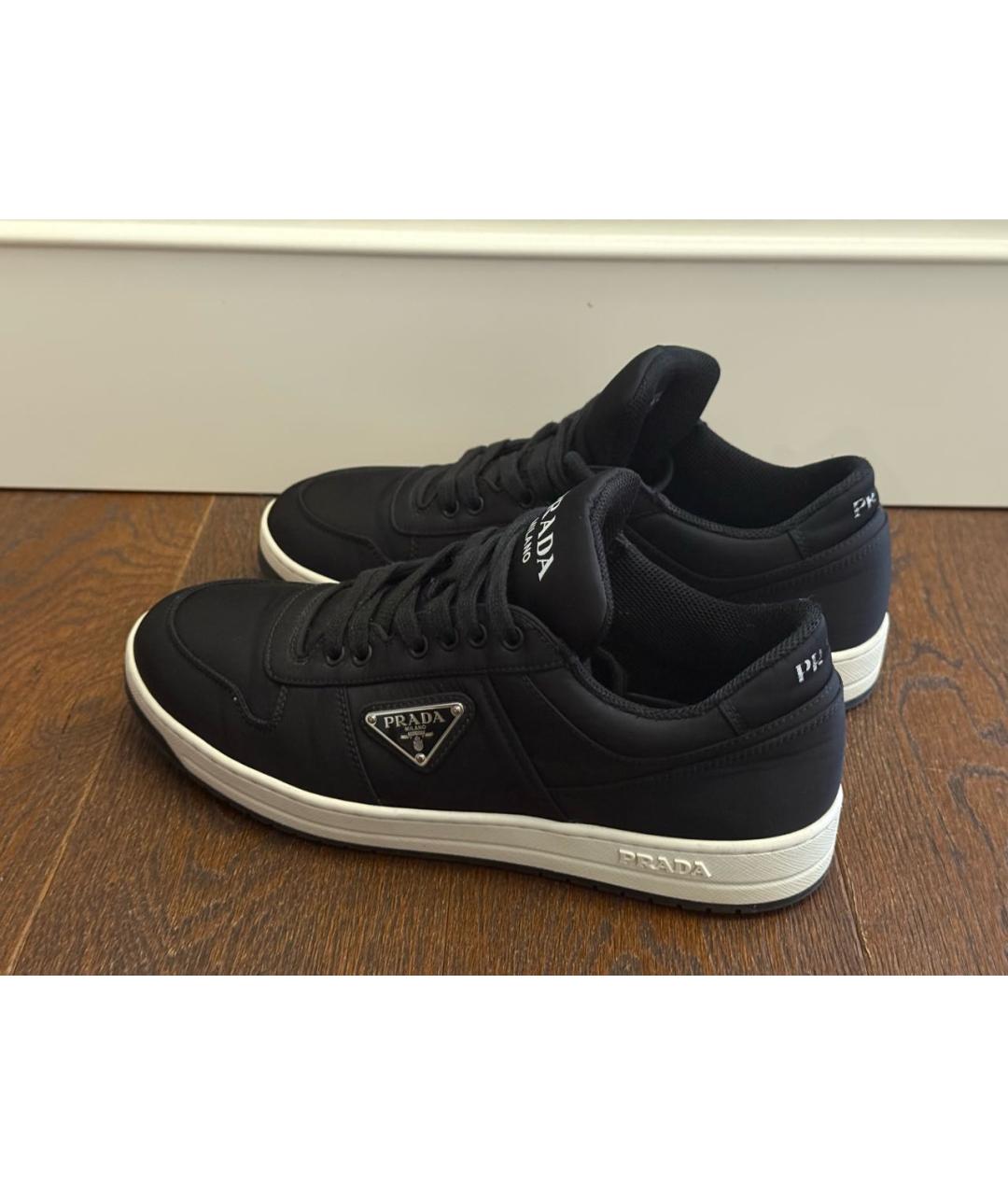 PRADA Черные текстильные низкие кроссовки / кеды, фото 5
