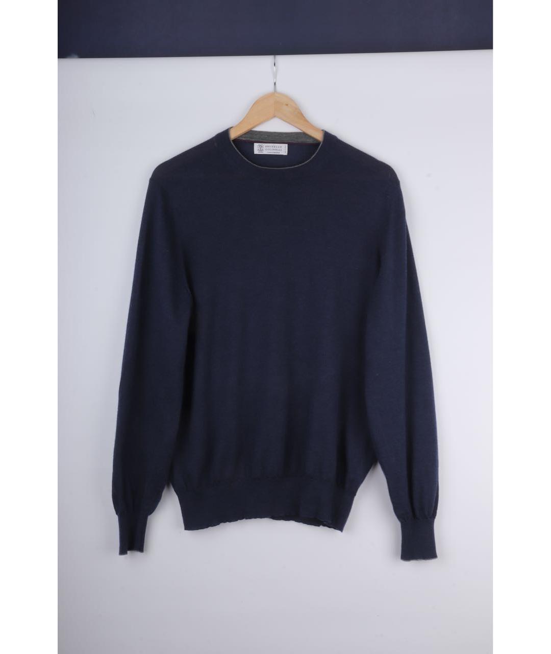 BRUNELLO CUCINELLI Темно-синий кашемировый джемпер / свитер, фото 9