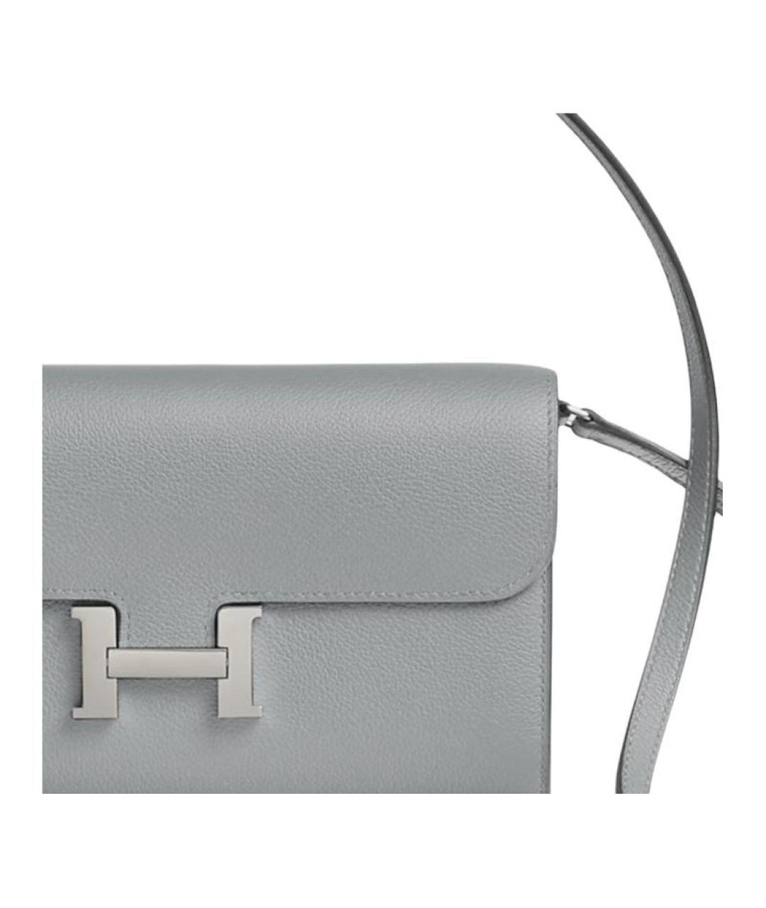 HERMES Серая кожаная сумка через плечо, фото 4