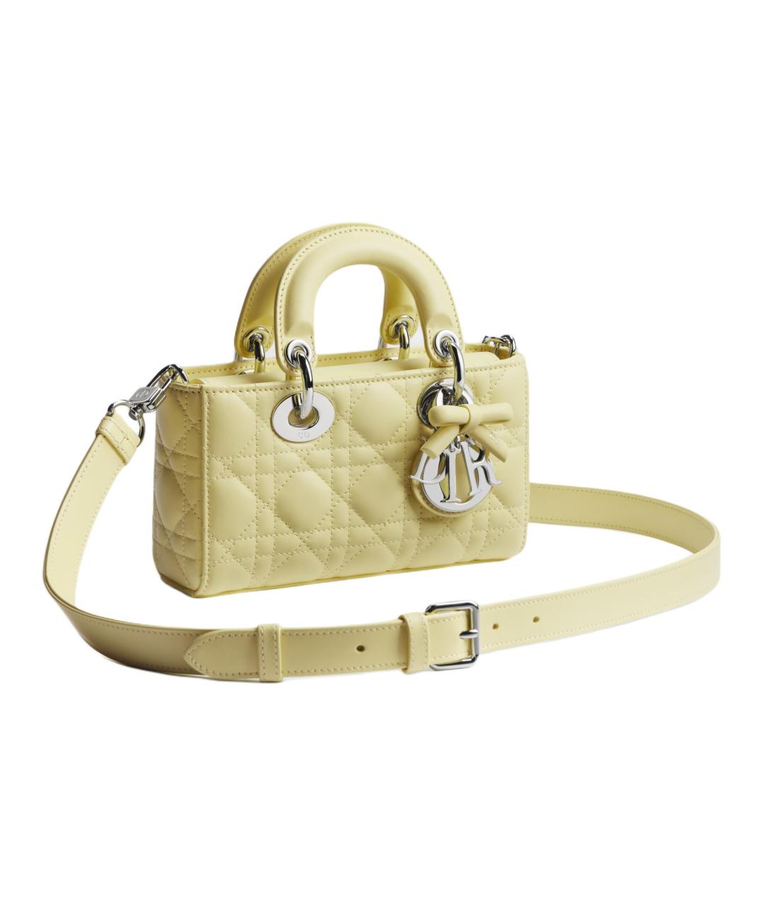 CHRISTIAN DIOR Желтая кожаная сумка через плечо, фото 3