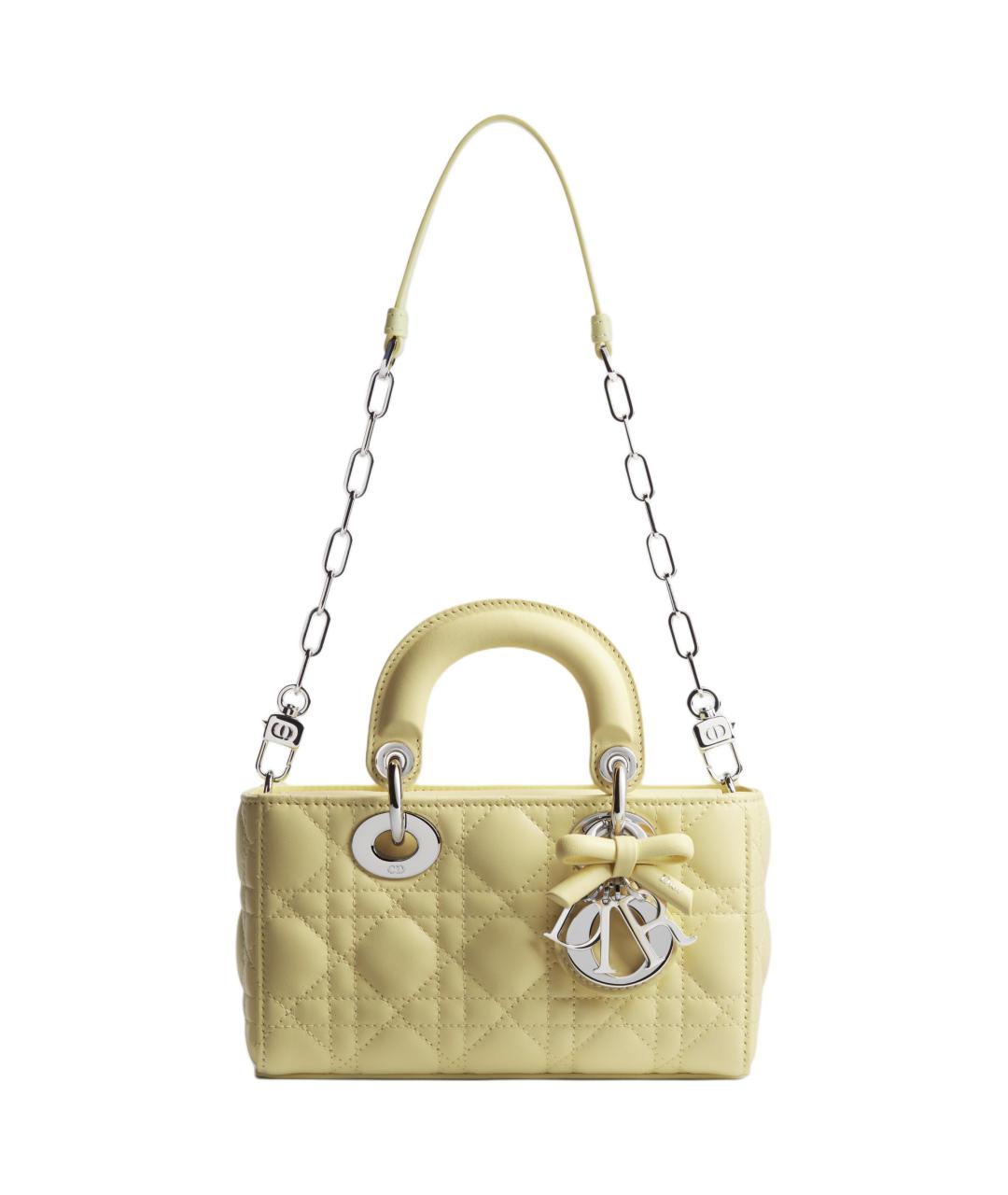 CHRISTIAN DIOR Желтая кожаная сумка через плечо, фото 2