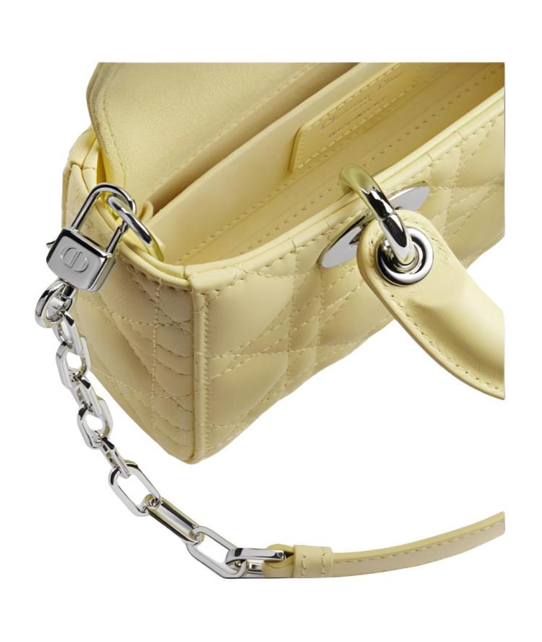 CHRISTIAN DIOR Желтая кожаная сумка через плечо, фото 4