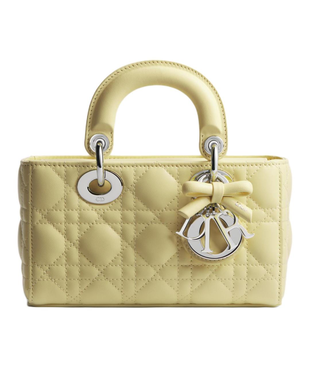 CHRISTIAN DIOR Желтая кожаная сумка через плечо, фото 1