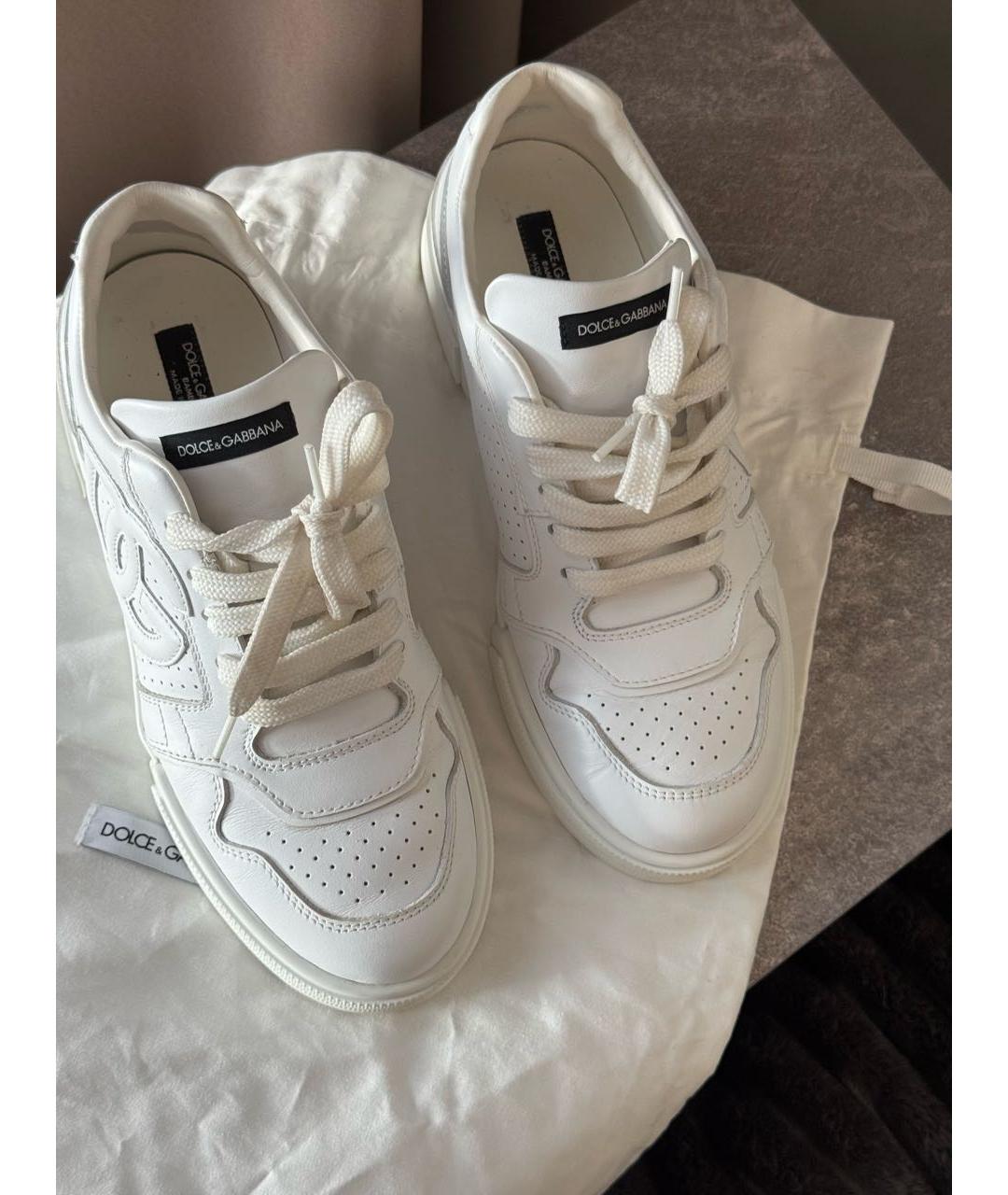 DOLCE&GABBANA Белые кожаные кеды, фото 3