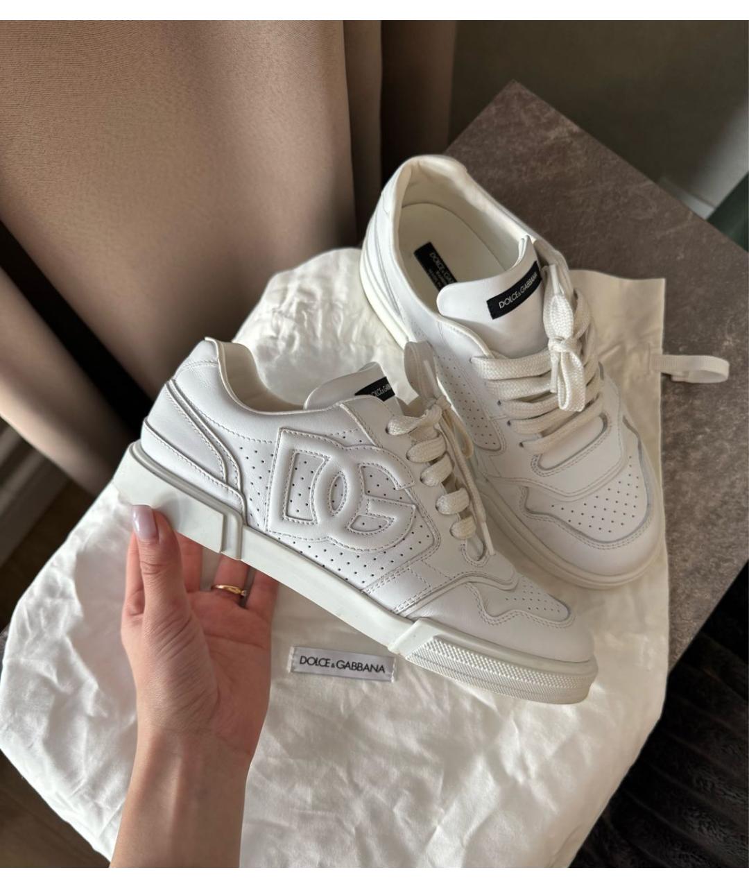 DOLCE&GABBANA Белые кожаные кеды, фото 7